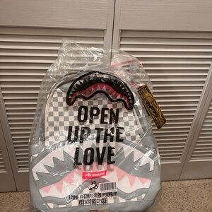 Sprayground Gray and White Shark Backpack